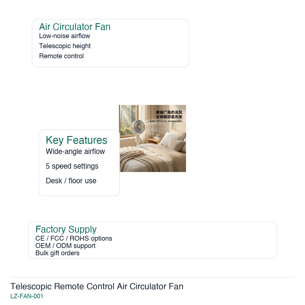 Telescopic Remote Control Air Circulator Fan listing image 3