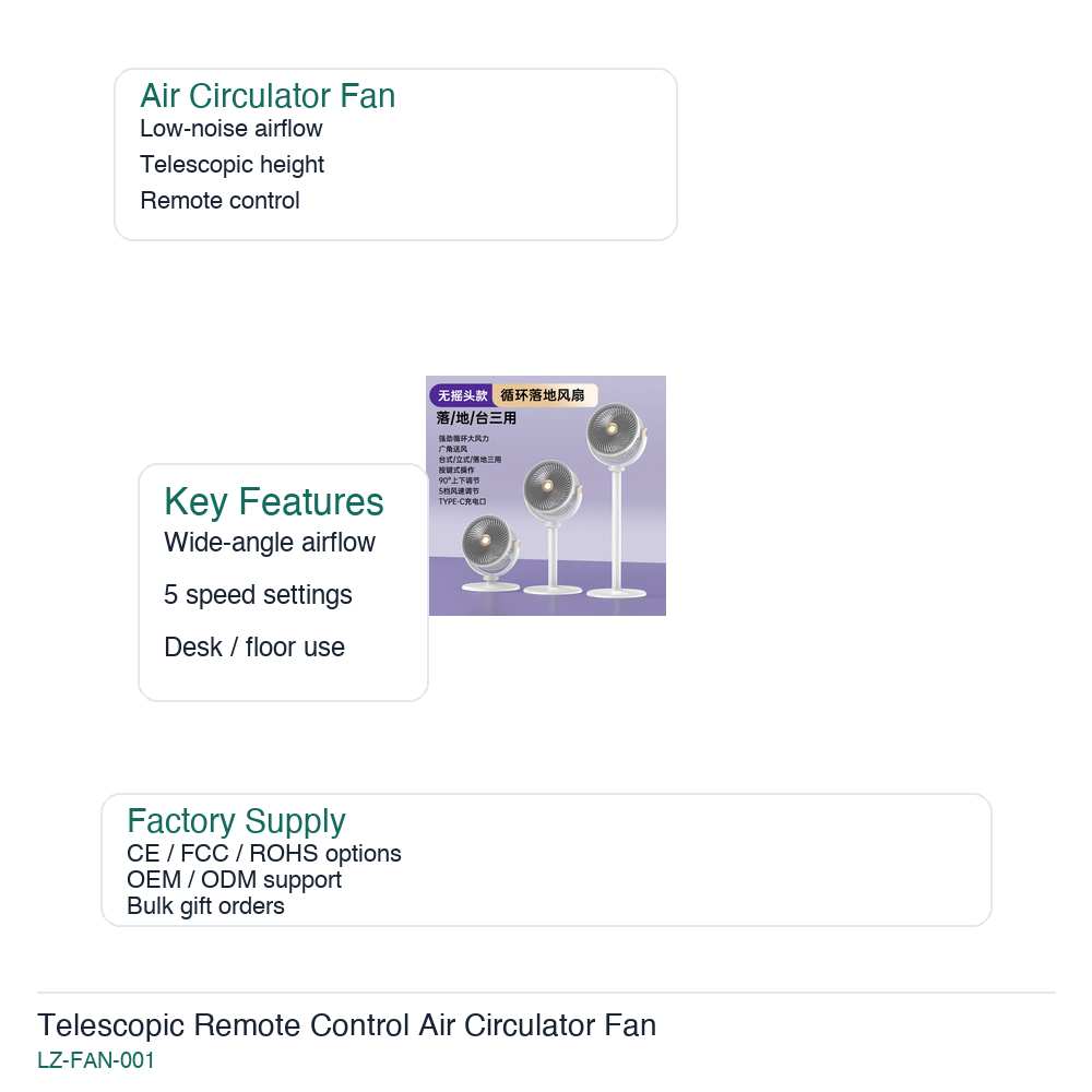 Telescopic Remote Control Air Circulator Fan listing image 5